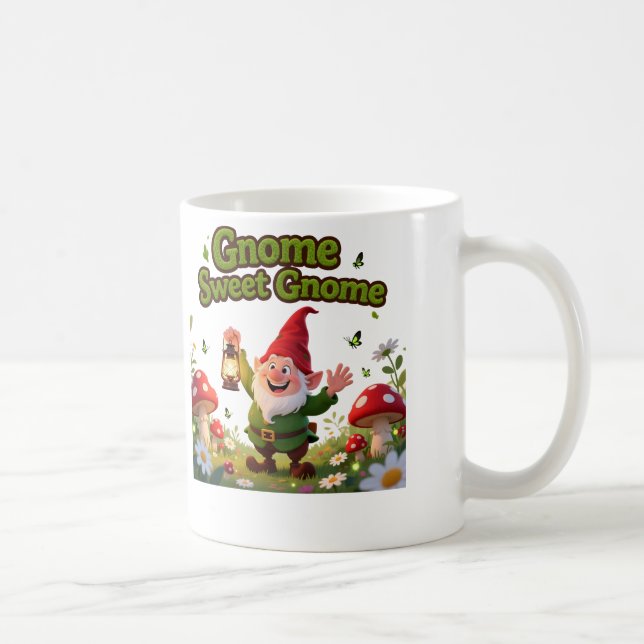 Gnome Sweet Gnome Whimsical Garden Gnome Graphic Kaffeetasse (Rechts)