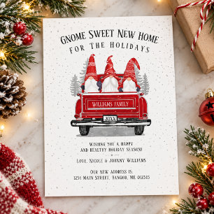 Gnome Sweet New Home Vintage-Roter LKW Umzug Ankündigungspostkarte