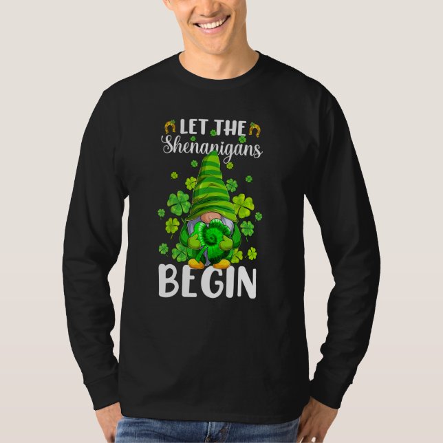 Gnome Tie Dye Shamrock Let Shenanigans Begin St Pa T-Shirt (Vorderseite)