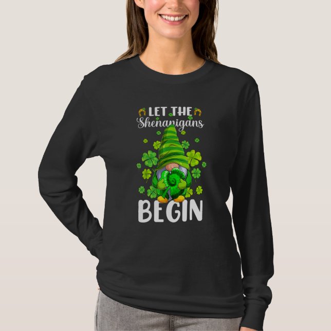 Gnome Tie Dye Shamrock Let Shenanigans Begin St Pa T-Shirt (Vorderseite)