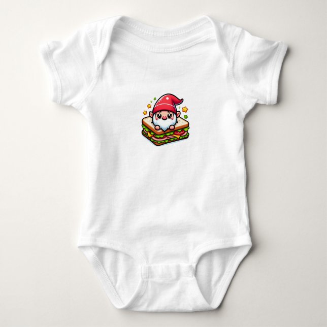 Gnome-Überraschungs-Sandwich Baby Strampler (Vorderseite)