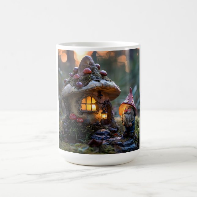 Gnome und ein Pilzhaus, Fantasy Design Kaffeetasse (Mittel)