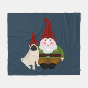 Gnome und Mops Fleece Blanket