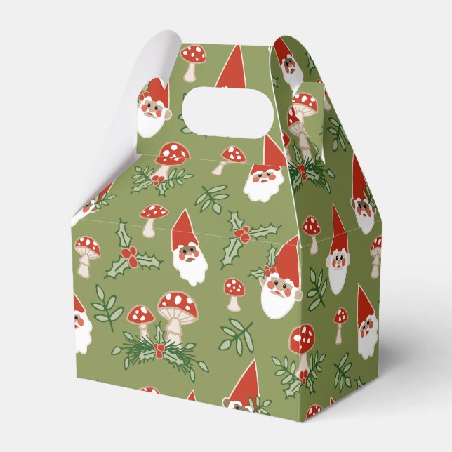 Gnome und Pilze im Grünen Wald Urlaub Geschenkschachtel (Vorderseite)
