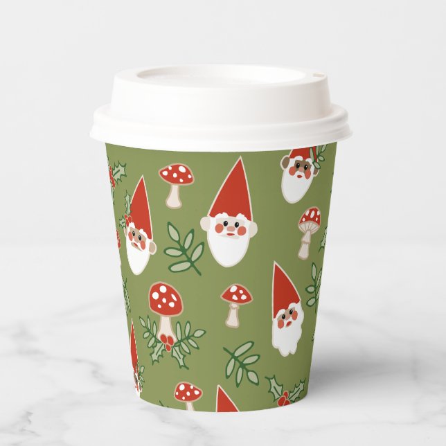 Gnome und Pilze im Grünen Wald Urlaub Pappbecher (Vorderseite)