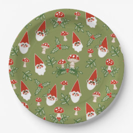 Gnome und Pilze im Grünen Wald Urlaub Pappteller