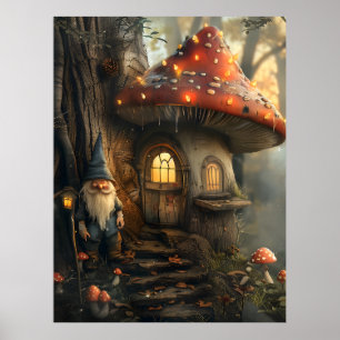 Gnome- und Pilzhausgestaltung Poster