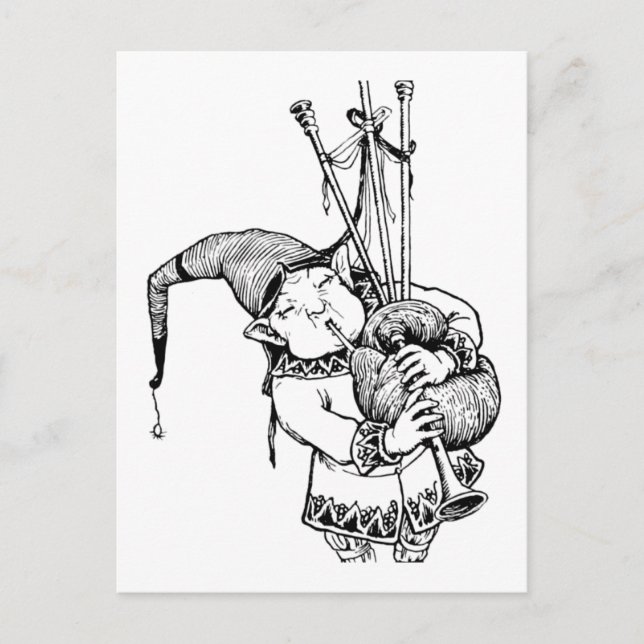 Gnome und seine Bagpipe Postkarte (Vorderseite)