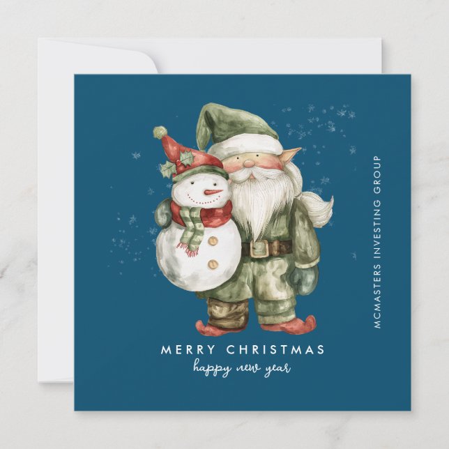 Gnome und Snowman frohe Weihnachtsgeschenk Feiertagskarte (Vorderseite)