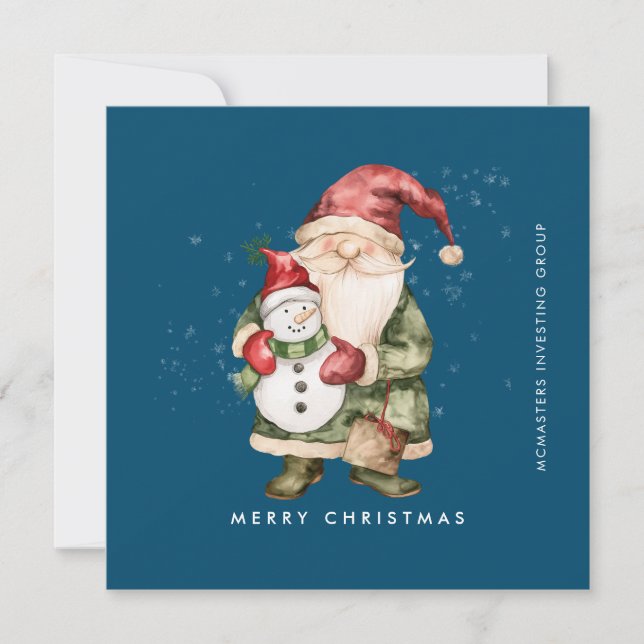 Gnome und Snowman frohe Weihnachtsgeschenk Feiertagskarte (Vorderseite)