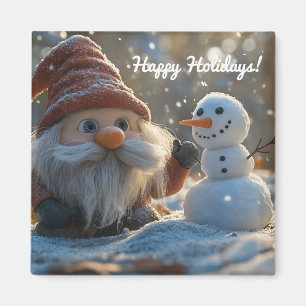 Gnome und Snowman im Winter Wunderland Magnet