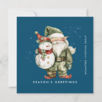 Gnome und Snowman Season's Greetings Business Flat