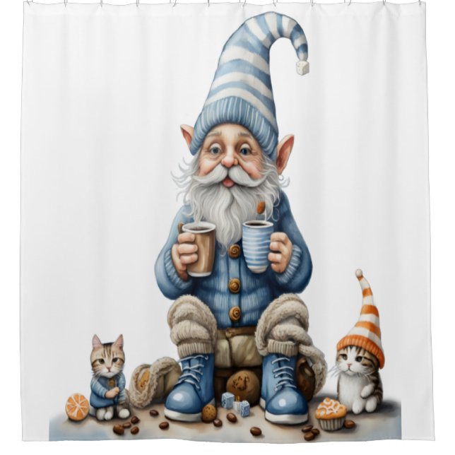 Gnome und Wintersaison Duschvorhang (Vorderseite)