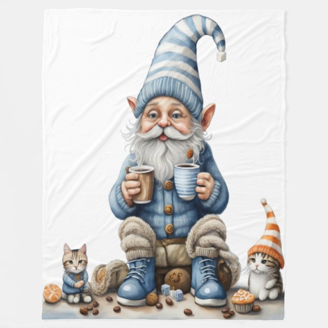 Gnome und Wintersaison Fleecedecke (Vorderseite)