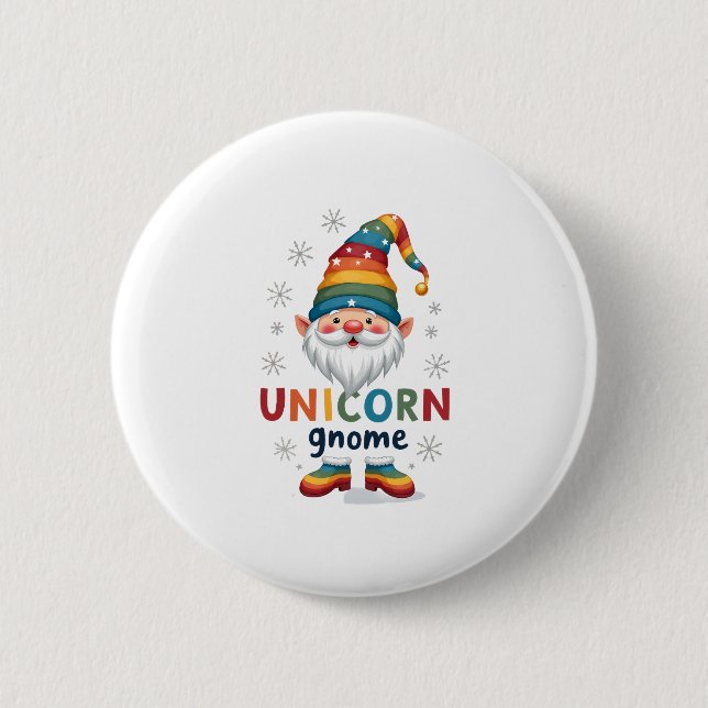 Gnome Unicorn Shirt Family Matching Group Christma Button (Vorderseite)