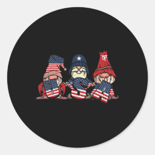 Gnome USA 4. Juli Niedliche amerikanische Flagge u Runder Aufkleber