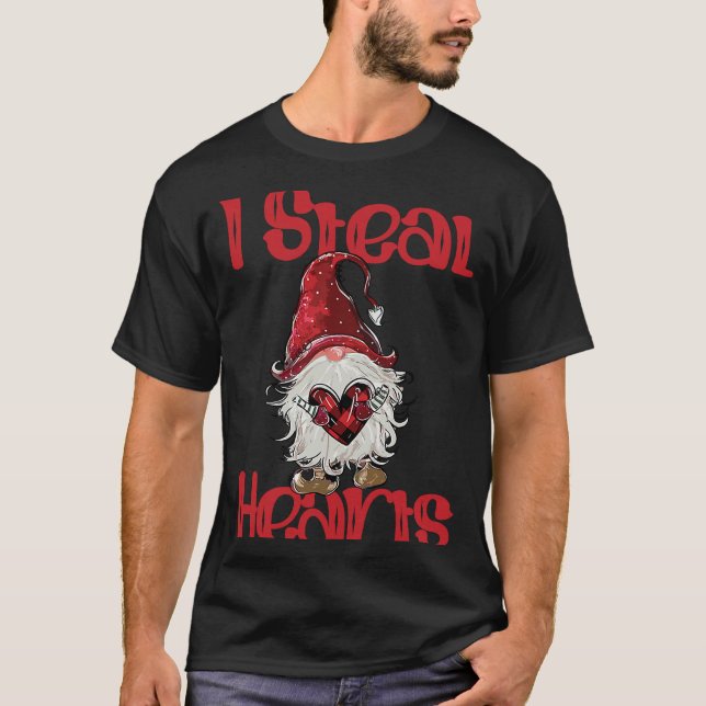 Gnome Valentines Day I Steal Hearts Kids Girls Boy T-Shirt (Vorderseite)