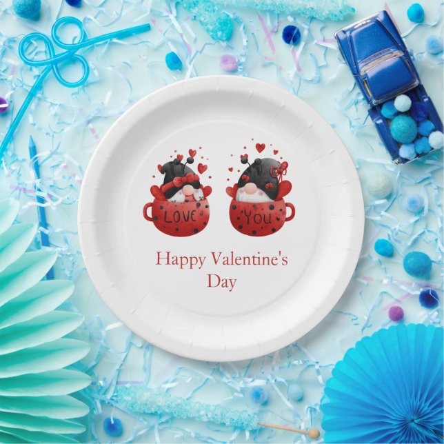Gnome Valentinstag Personalisiert  Pappteller (Party)