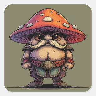 Gnome Warrior Mushroom Quadratischer Aufkleber