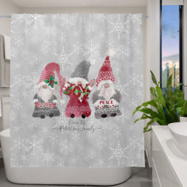 Gnome Weihnachts-Liebe Joce Peace Snowflakes Famil Duschvorhang