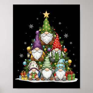 Gnome Weihnachtsbaum Lichter Lustige Weihnachten F Poster