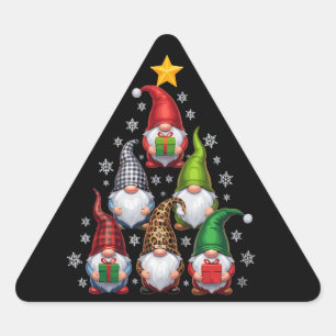 Gnome Weihnachtsbaum Lustige Weihnachten Ferien Dreieckiger Aufkleber