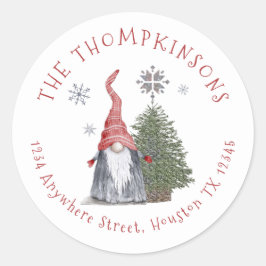 Gnome Weihnachtsbaum Name Rücksendeadresse Runder Aufkleber