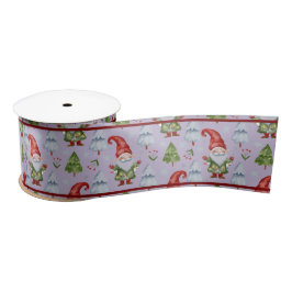Gnome Weihnachtsgeschenk Wrapping Lila Watercolor Satinband