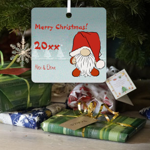 Gnome Weihnachtsschnee Foto Metal Square Ornament Aus Metall