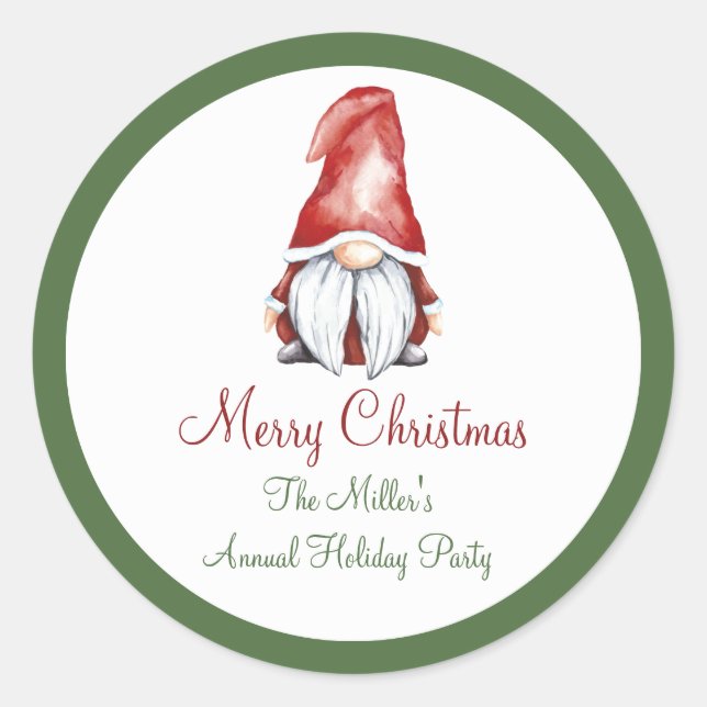 Gnome, Weihnachtssticker Runder Aufkleber (Vorderseite)