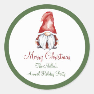 Gnome, Weihnachtssticker Runder Aufkleber