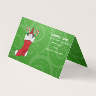 Gnome White Beard in Red Christmas Strumpf Green Visitenkarten