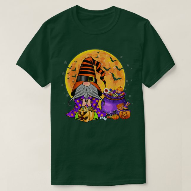 Gnome Witch Pumkin Jack O Lantern Candy Halloween  T-Shirt (Design vorne)