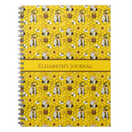 Gnome Yellow Sunflower Bees Honey Journal Notizblock