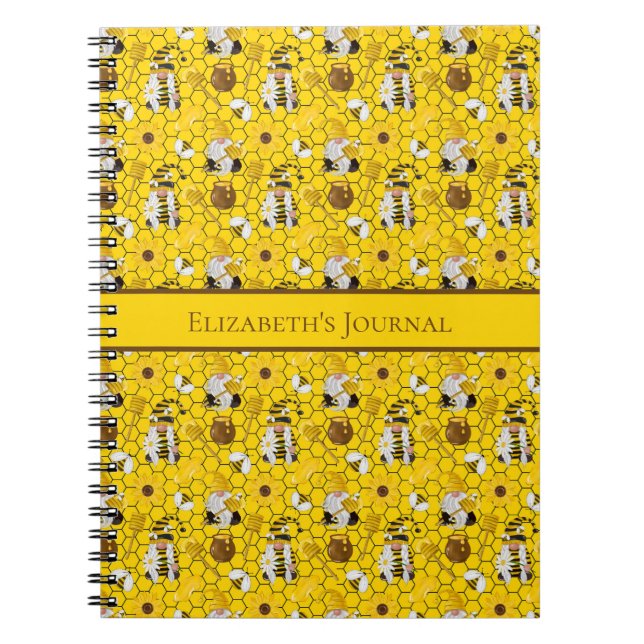 Gnome Yellow Sunflower Bees Honey Journal Notizblock (Vorderseite)
