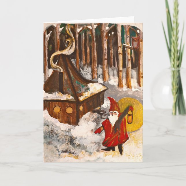 Gnome-Zuhause Feiertagskarte (Vorderseite)