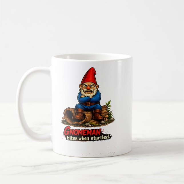 Gnomemann beißt, wenn er erschreckt wird Lustige F Kaffeetasse (Links)