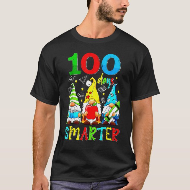 Gnomes 100 Days Smarter Y'all Happy 100th Day Of S T-Shirt (Vorderseite)