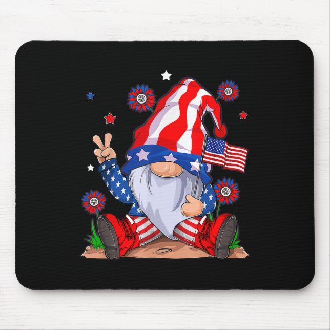 Gnomes 4. Juli Patriotic Gnome Funny American Mousepad (Vorne)