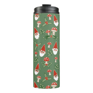 Gnomes and Mushrooms on Fern Thermal Tumbler Thermosbecher