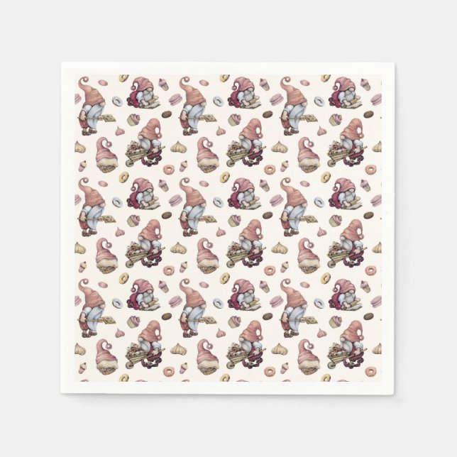 Gnomes Backkuchen Donuts Trendy Adorable Serviette (Vorderseite)