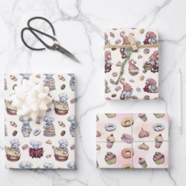 Gnomes Backkuchen Donuts Trendy Woodland Geschenkpapier Set
