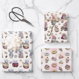 Gnomes Backkuchen Donuts Trendy Woodland  Geschenkpapier Set