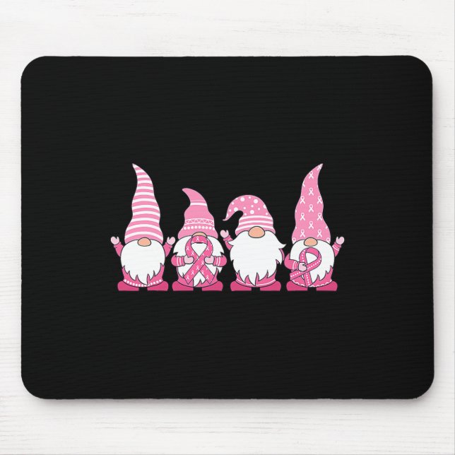 Gnomes Breast Cancer Awareness Peace Lover Geschen Mousepad (Vorne)