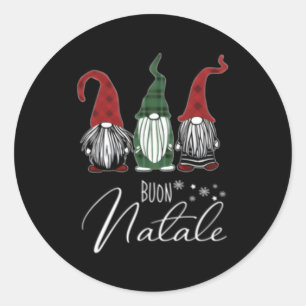 Gnomes Buon Natale Italian Merry Runder Aufkleber