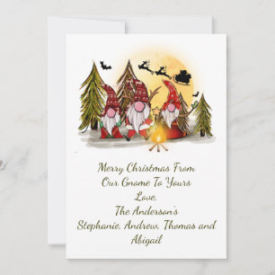 Gnomes Christmas Card Rustic Woodland Whimsical Einladung