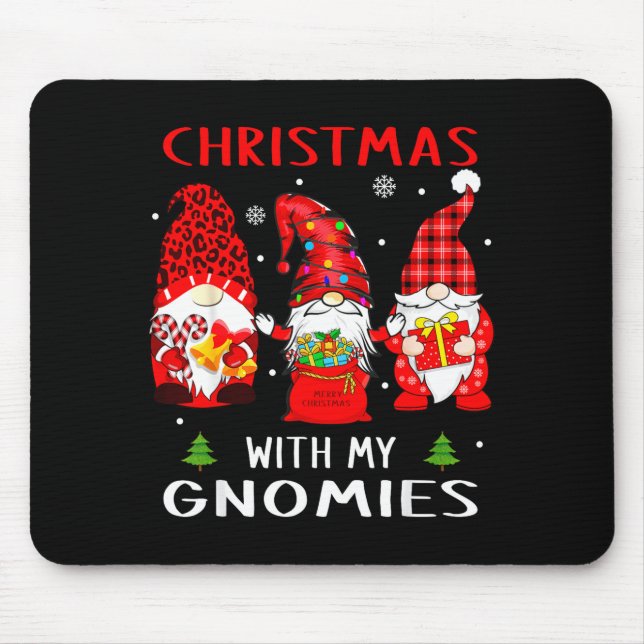 Gnomes Christmas Family Leopard Funny Plaid Men Wo Mousepad (Vorne)