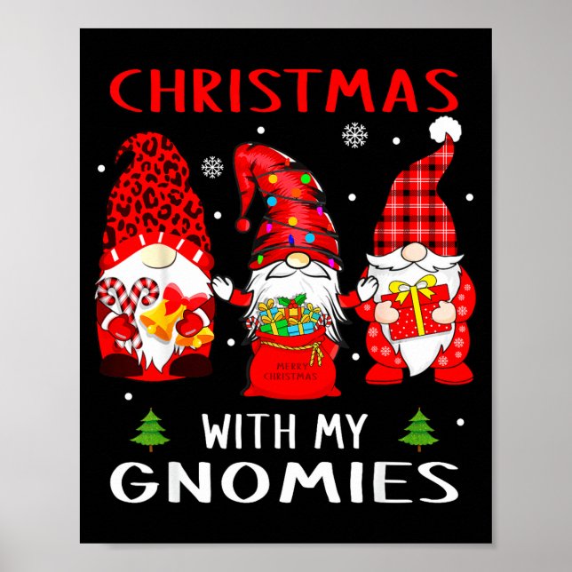 Gnomes Christmas Family Leopard Funny Plaid Men Wo Poster (Vorne)