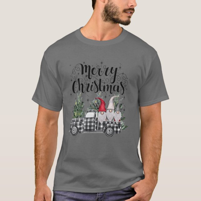 Gnomes Christmas Tree Truck Merry Christmas Gnomes T-Shirt (Vorderseite)