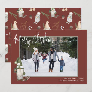 Gnomes Christmas Woodland Foto Feiertagskarte